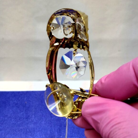 Crystal Delight 24K Gold Plated Owl Suncatcher Austrian Crystals Suction Cup VTG - Picture 5 of 8